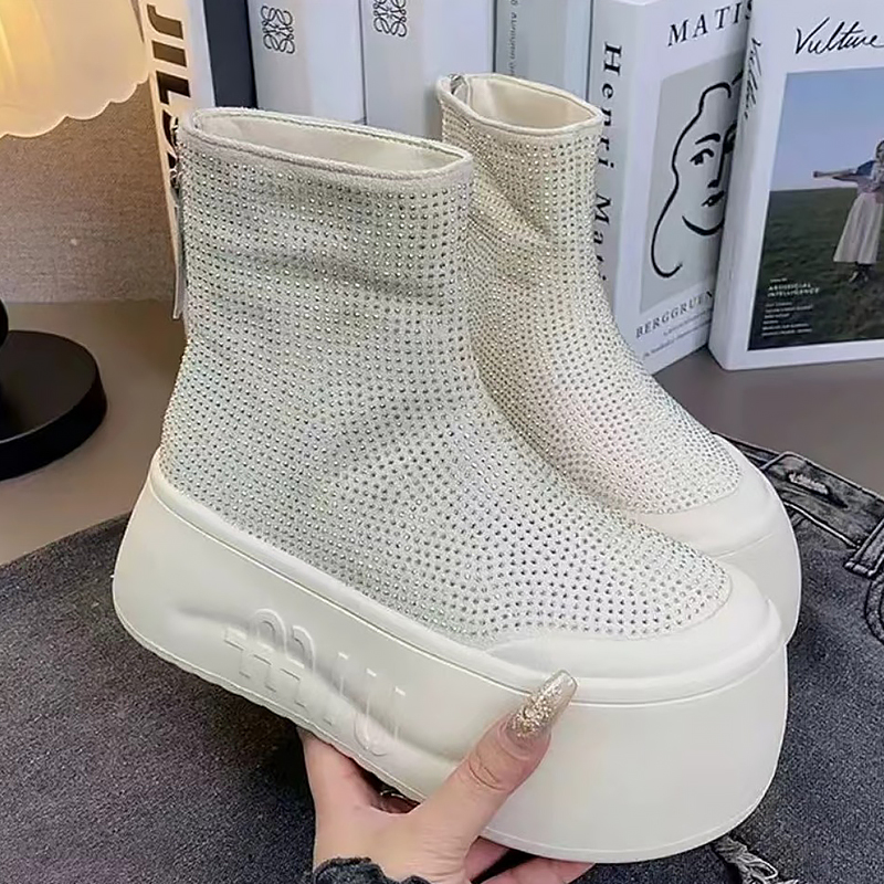 Winter Boot Insulated - Luxury Rhinestone Woman Booties Fashion Platform
