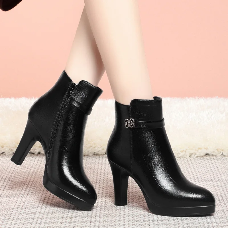 Winter Boot Insulated - Elegant 9cm Block Heels Winter Boots