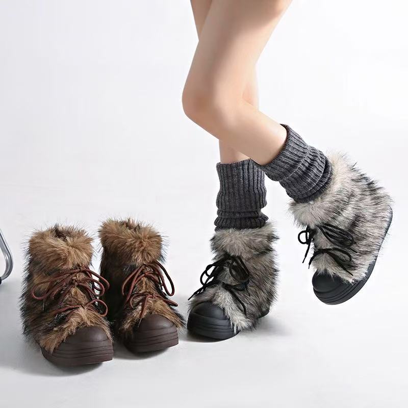 Winter Boot Insulated - Retro Trendy Hairy Snow Boots for