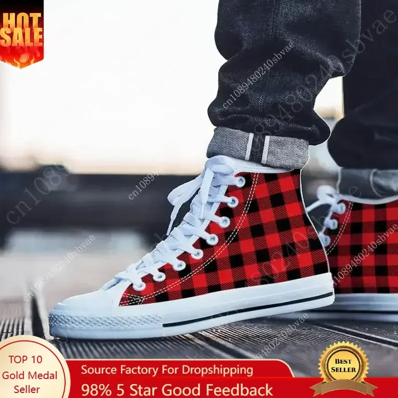 Plaid High Top Shoes Mens Wome - огляд і ціна Men Shoes Marks